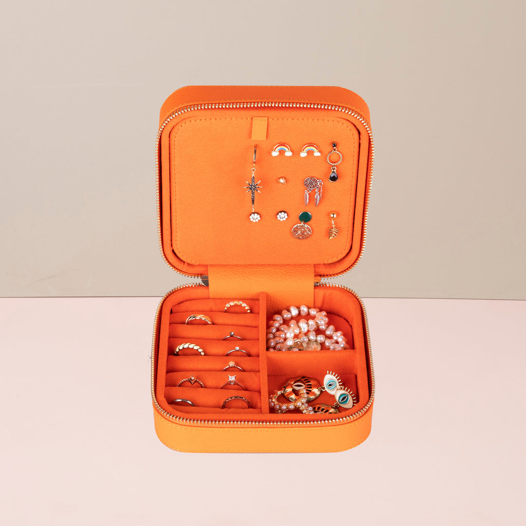 LEATHERE Palermo Leather Travel Jewelry Box — Orange, product image 5