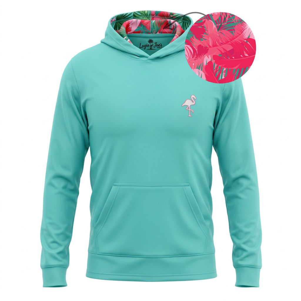 Logie Joe's Teal Tropical Performance Hoodie, product image 1