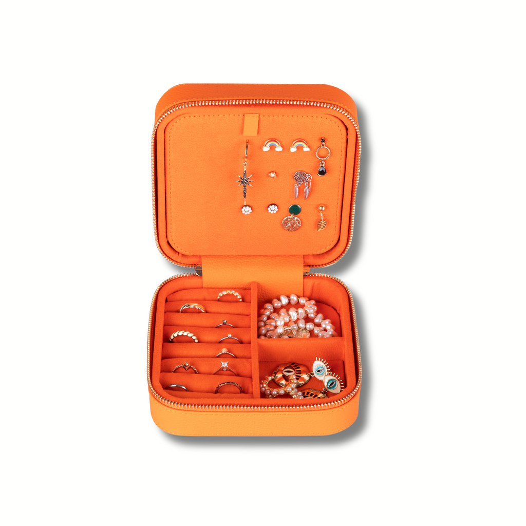 LEATHERE Palermo Leather Travel Jewelry Box — Orange, product image 6