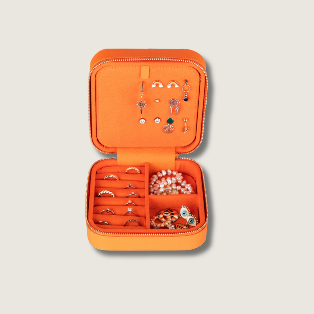LEATHERE Palermo Leather Travel Jewelry Box — Orange, product image 1
