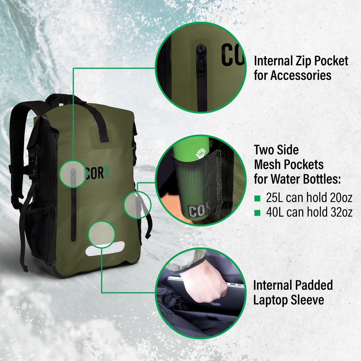 COR Surf 25L Waterproof Dry Backpack, product image 5
