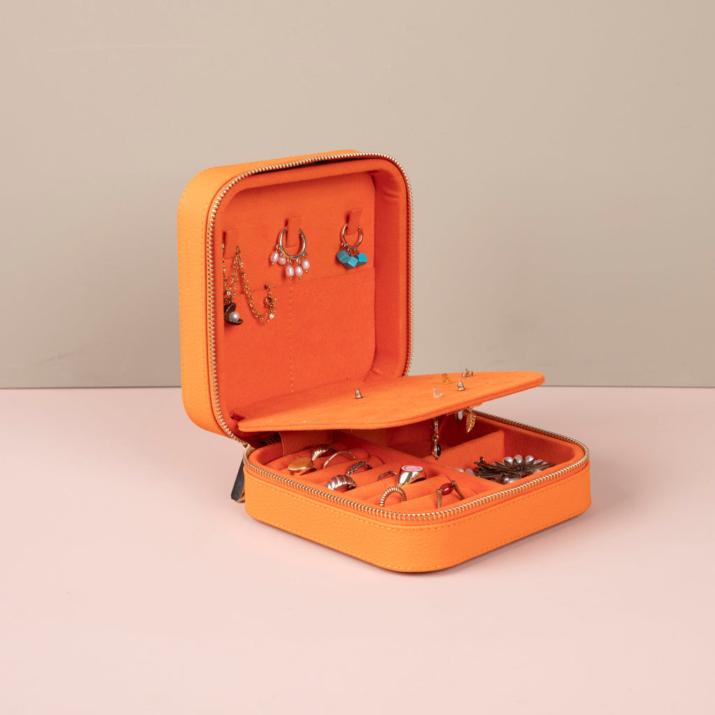 LEATHERE Palermo Leather Travel Jewelry Box — Orange, product image 4