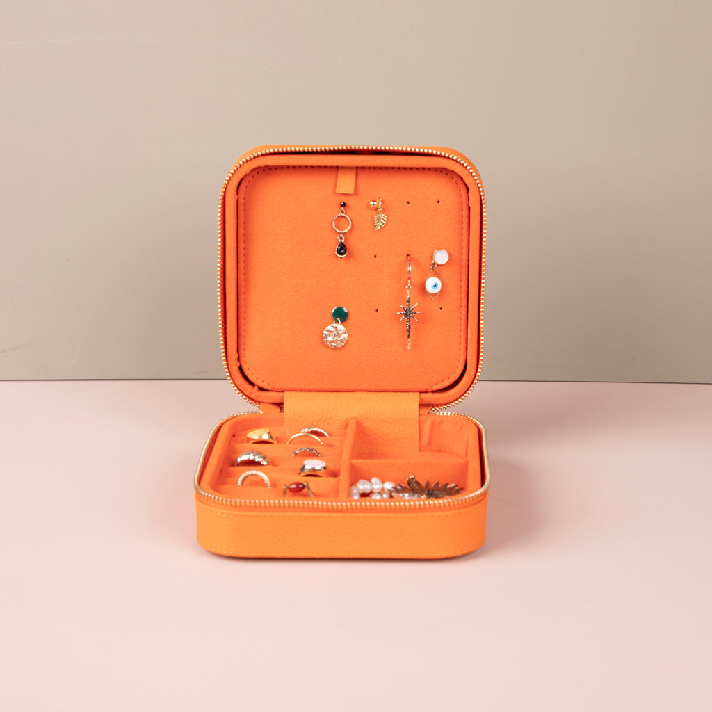 LEATHERE Palermo Leather Travel Jewelry Box — Orange, product image 7