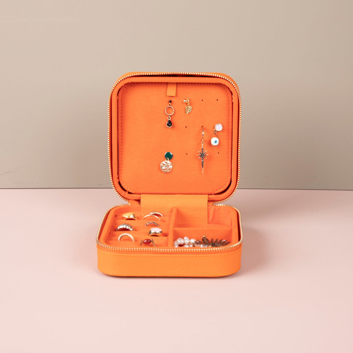 LEATHERE Palermo Leather Travel Jewelry Box — Orange, product image 7