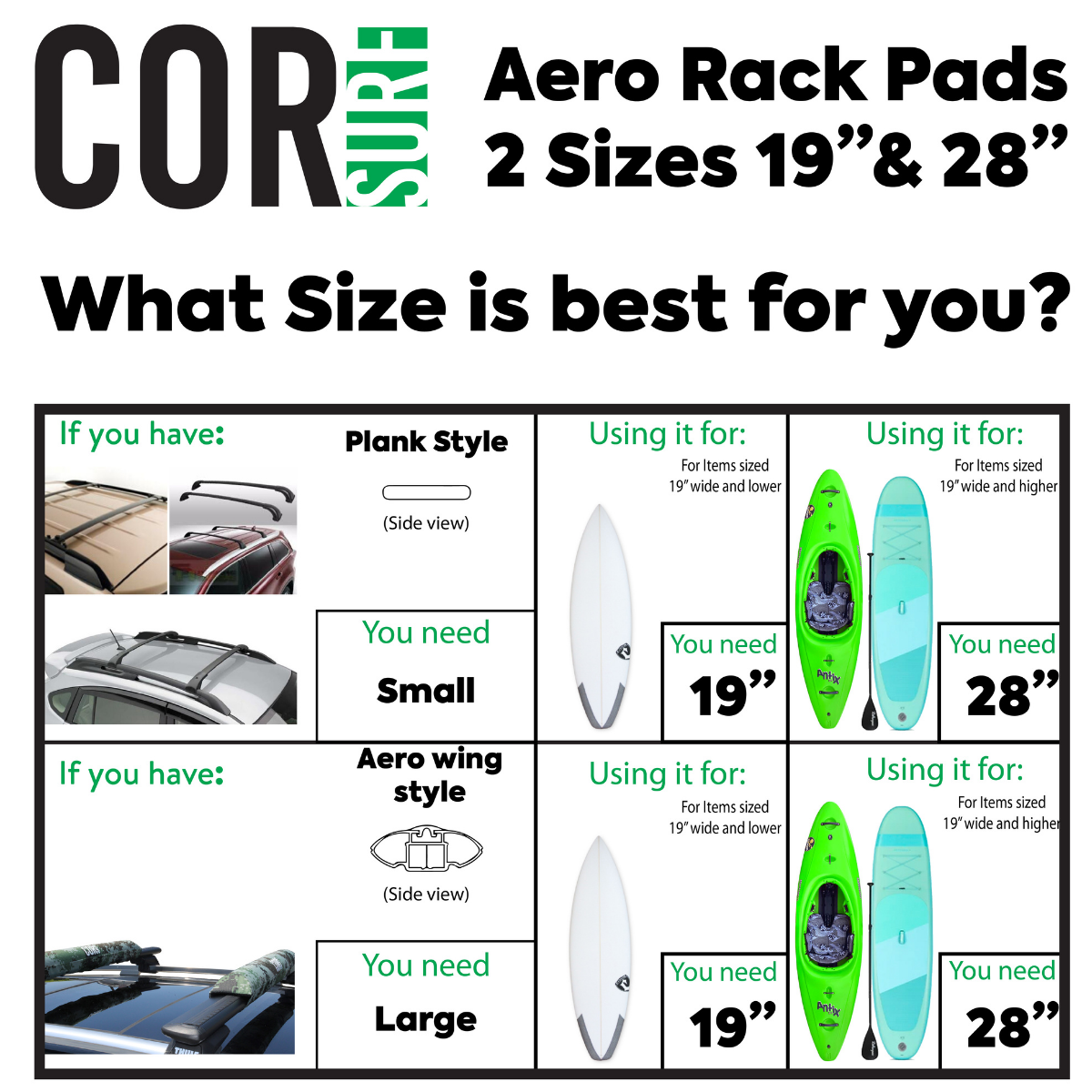 COR Surf Aero Roof Rack Pads with Tie Downs — Narrow Flat Bars, product image 4