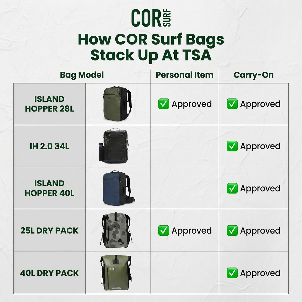 COR Surf Island Hopper 2.0 Matte Black Travel Backpack — 28L or 34L, product image 10