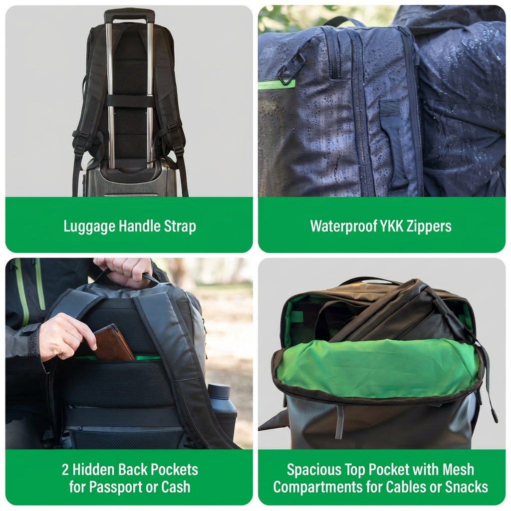 COR Surf Island Hopper 2.0 Matte Black Travel Backpack — 28L or 34L, product image 2