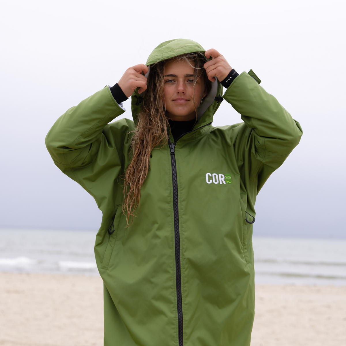 COR Surf Waterproof Swim Parka — Green, product image 4