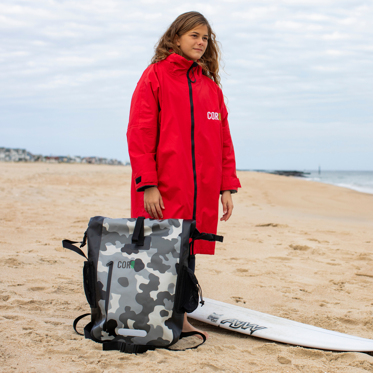 COR Surf Waterproof Swim Parka — Red, product image 2
